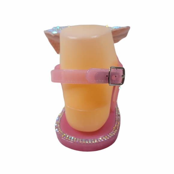 New Women's Bamboo Pink Rhinestone Jelly Thong Sandals - Picture 7 of 10